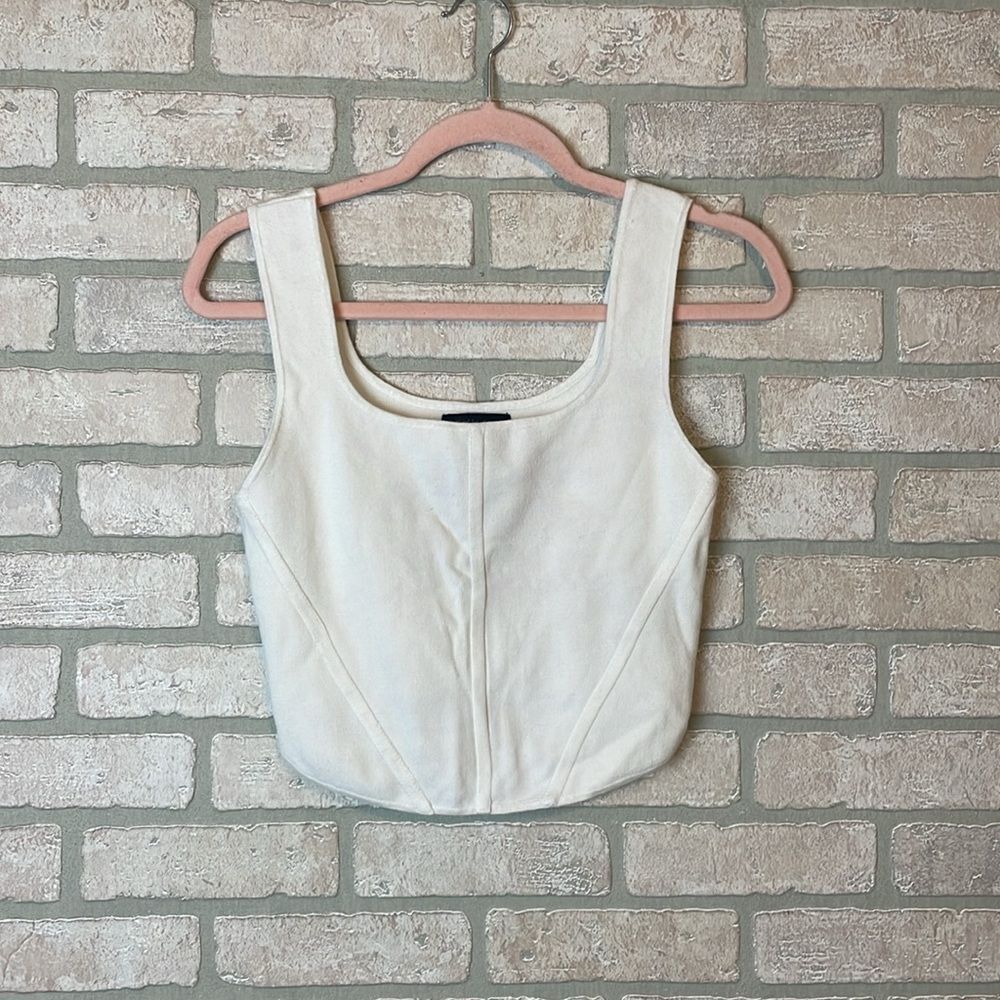 House of Harlow 1960 Bustier Corset Style Fitted Ribbed Knit Tank Top size M